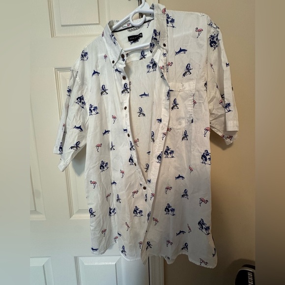 Ocean Current Other - Ocean Current White and Blue Printed Men's Shirt